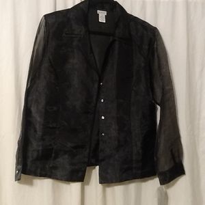 Metaphor Top Women’s Size XL Black lined with Sheer Sleeve button down